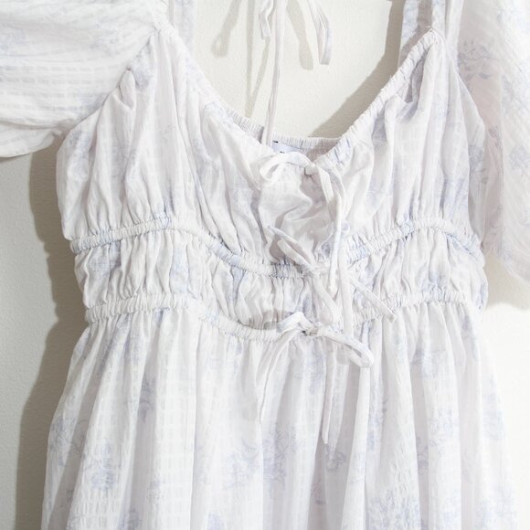 Worth Collective Edda Coastal Midi Dress Light Blue Floral Bump Friendly Medium - Picture 5 of 15